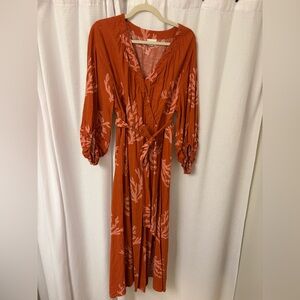 Ava & Viv Terracotta and Blush Long Sleeve Dress